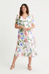 Victoria Ivory Pink Blue Angel Sleeve Mesh Midi Dress