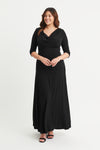 Black Cowl Neck Maxi Gown with Ruched Bustle Back