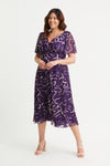 Victoria Purple Ecru Angel Sleeve Mesh Long Midi Dress
