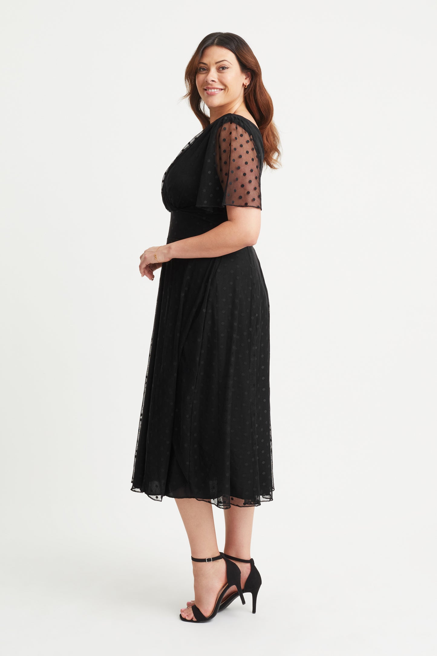 black dobby mesh dress Black Plus Dobby Mesh Long Sleeve Plunge Mini Dress