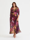 Verity Magenta Floral Maxi Gown with Romantic Flower