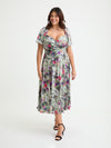 Liz Silver Grey Multi Bolero Wrap Bodice Midi Dress