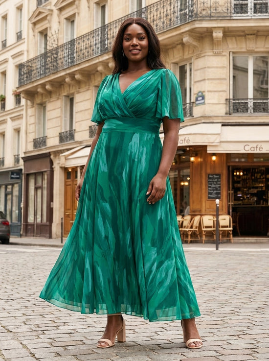 Isabelle Sea Green Float Sleeve Maxi Dress