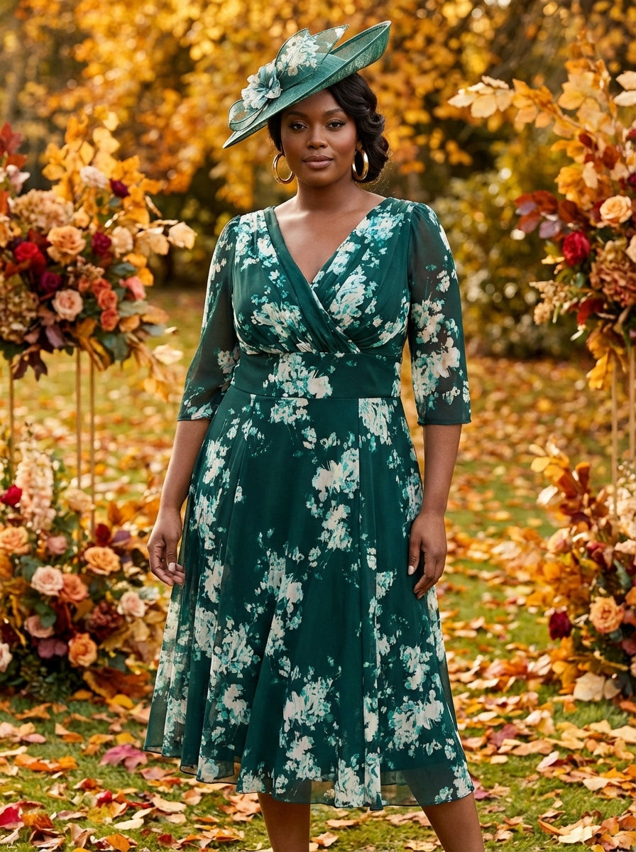 Helena Green Ivory Midi Dress