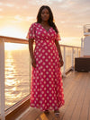 Isabelle Cerise Cream Lollidot Print Float Sleeve Maxi Dress
