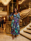 Elizabeth Navy Black Multi Velvet Maxi Gown