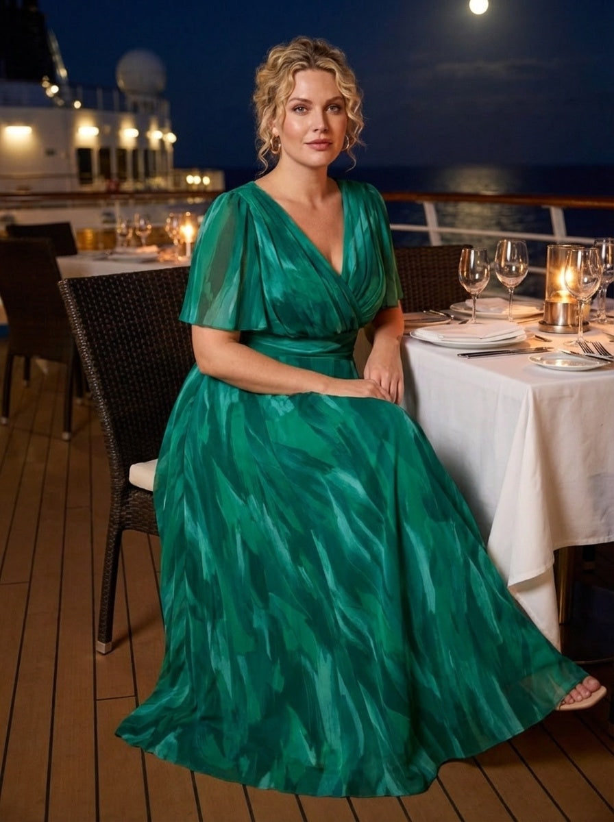 Isabelle Sea Green Float Sleeve Maxi Dress