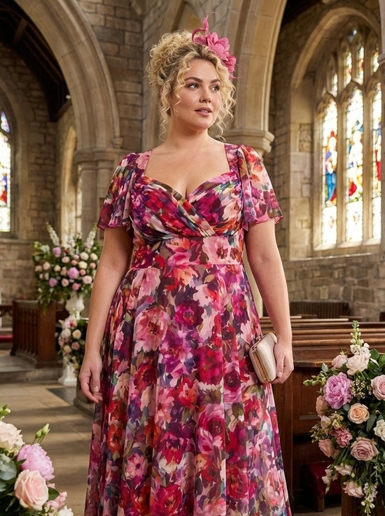 Liz Vintage Rose Bolero Wrap Bodice Midi Dress