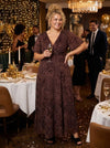 Isabelle Chocolate Leopard Velvet Flock Angel Sleeve Maxi Dress