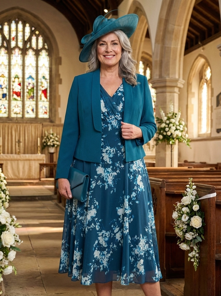 Helena Navy Ivory Midi Dress