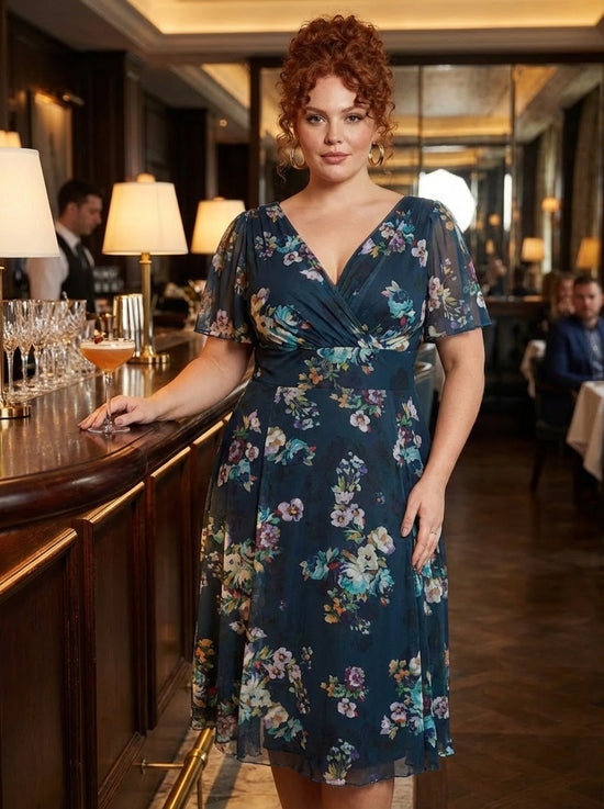 Victoria Teal Multi Angel Sleeve Mesh Midi Dress – Scarlett & Jo