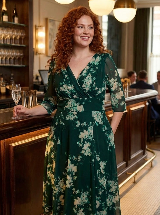 green emerald velvet dress Ivory Dress in Green main image 1