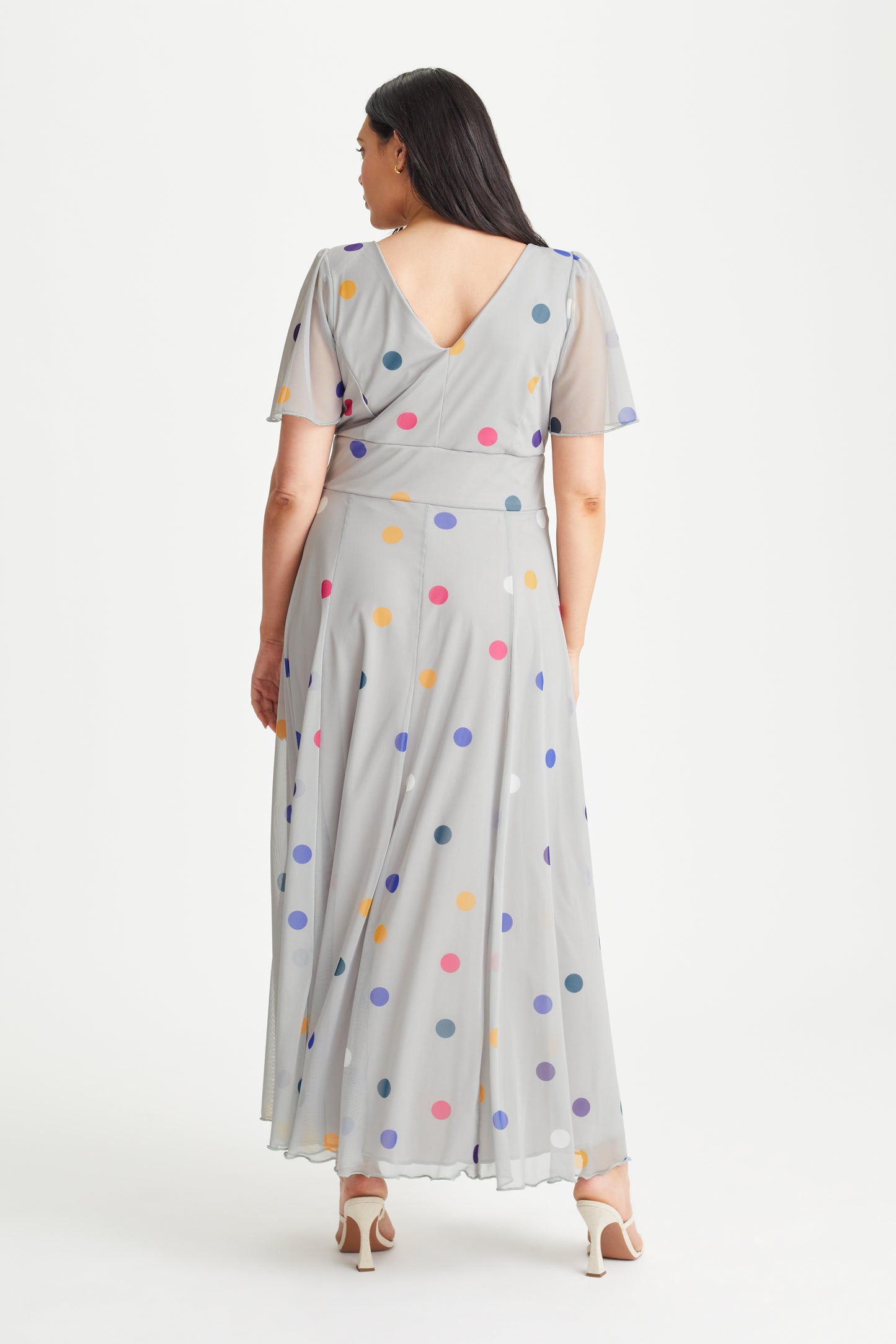 Load image into Gallery viewer, Isabelle Silver Spot Float Sleeve Maxi Dress
