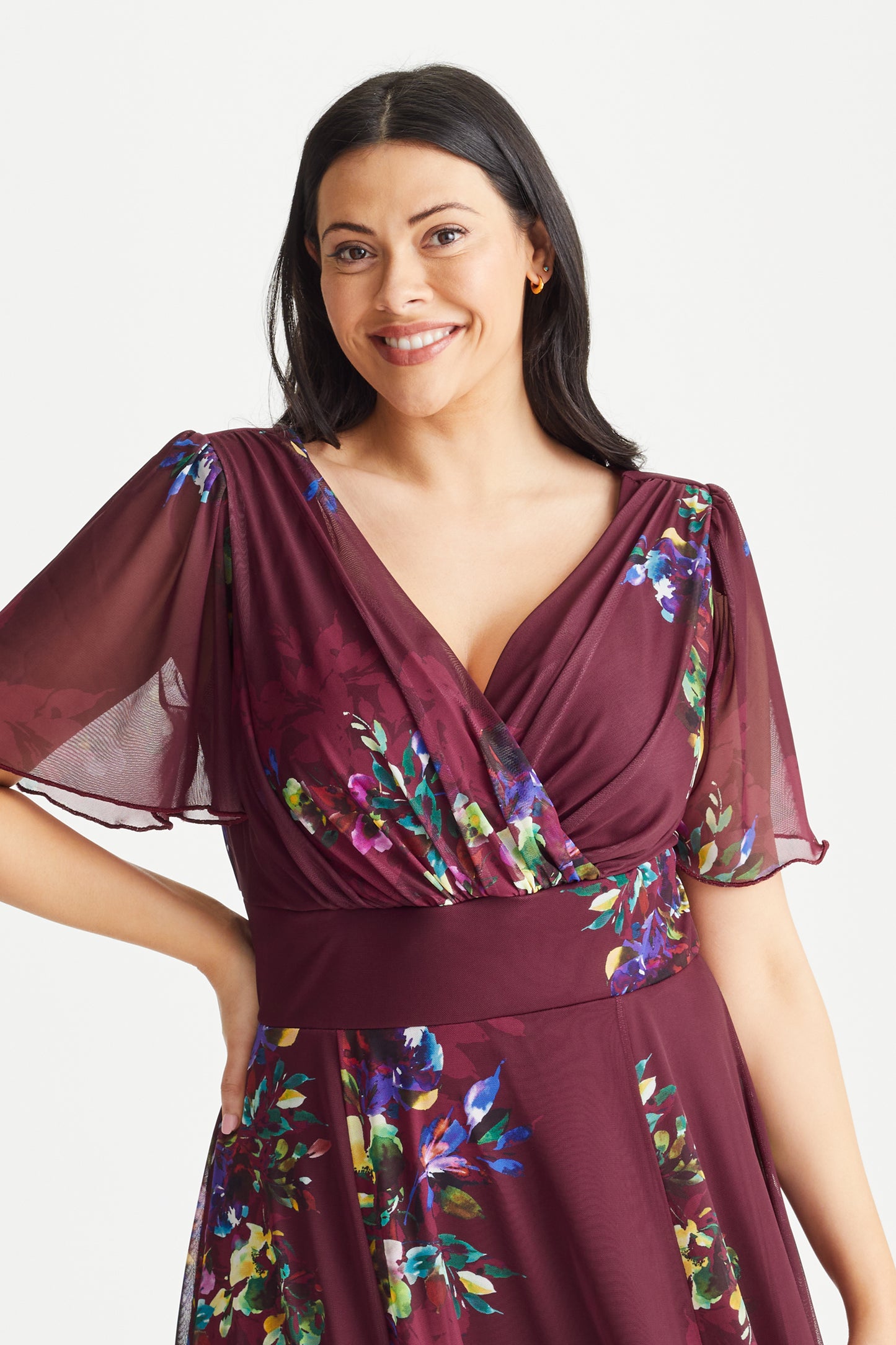 Load image into Gallery viewer, Isabelle Deep Magenta Float Sleeve Maxi Dress

