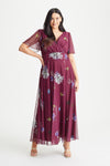 Isabelle Magenta Dandelion Float Sleeve Maxi Dress