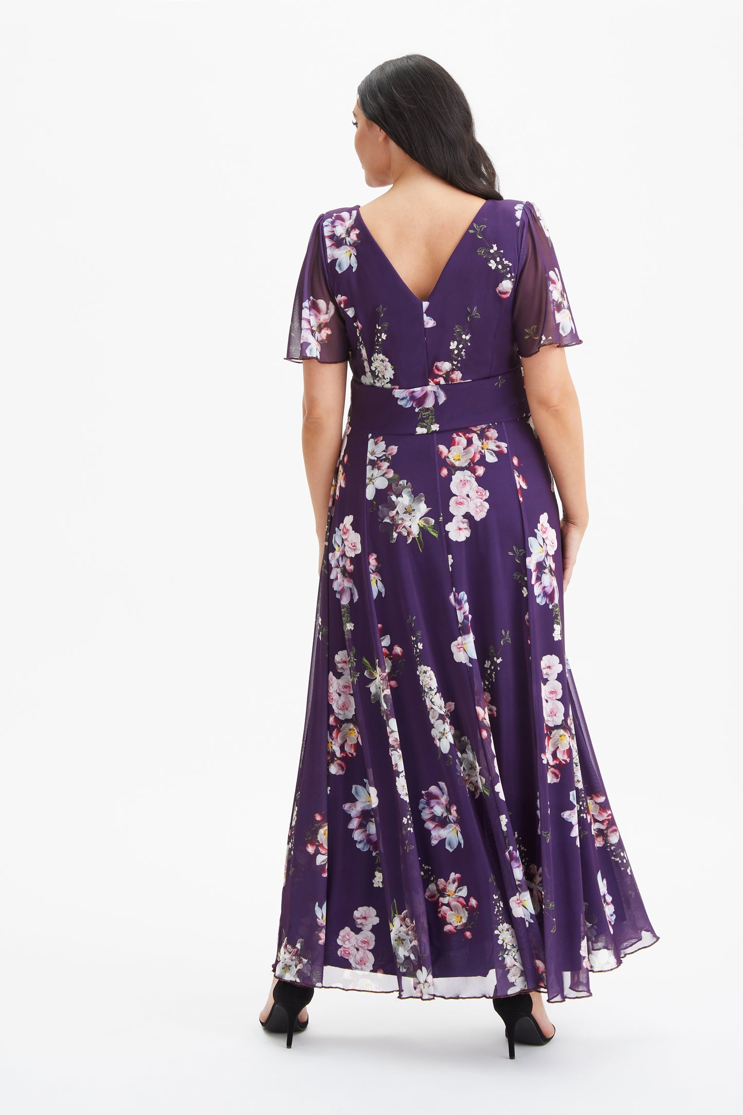 Load image into Gallery viewer, Isabelle Purple Pink Float Sleeve Maxi Dress

