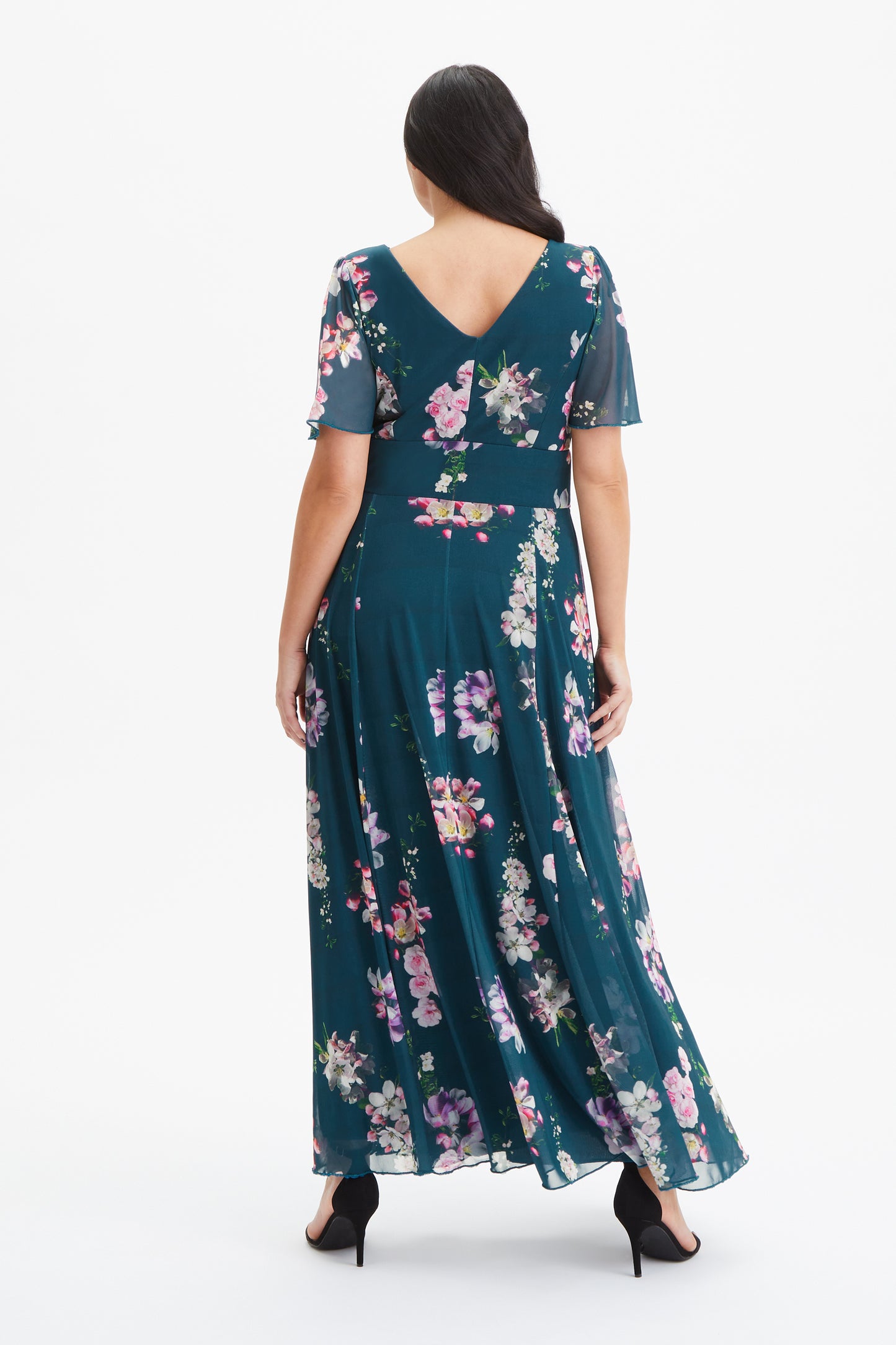 Load image into Gallery viewer, Isabelle Teal Pink Multi Float Sleeve Maxi Dress

