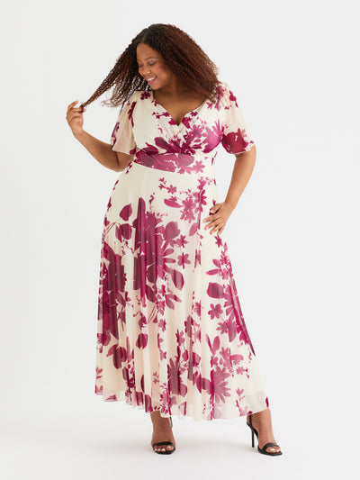 Isabelle Wine Cream Float Sleeve Maxi Dress – Scarlett & Jo