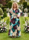 Petite Verity Blue Champagne Print Maxi Gown