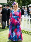 Petite Verity Blue Pink Print Maxi Gown
