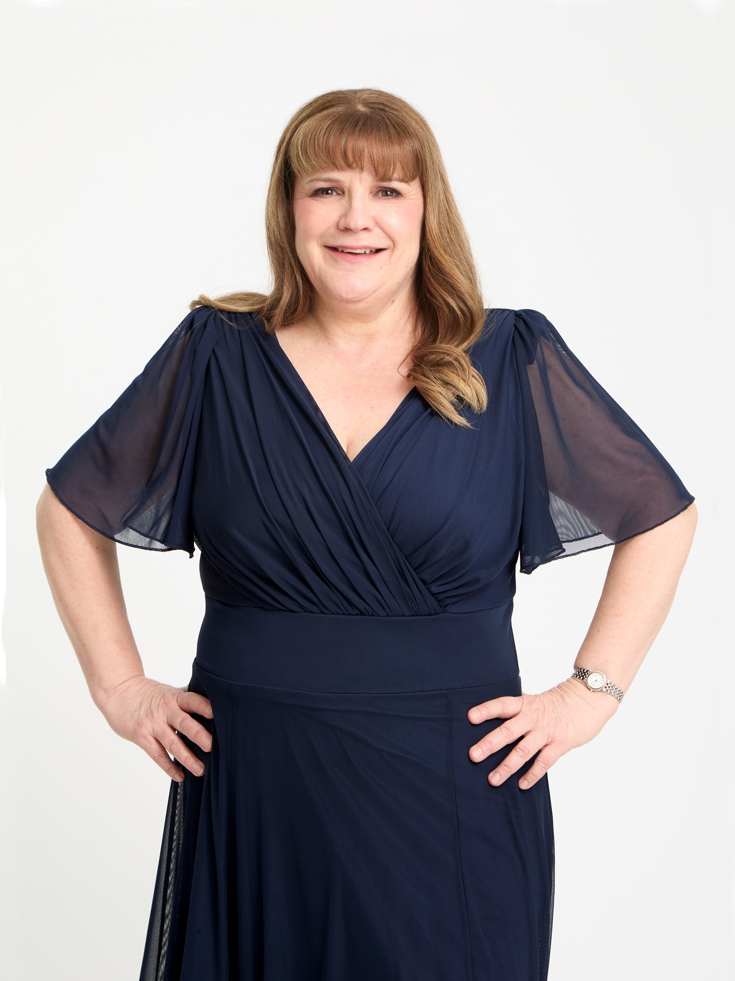 Petite Isabelle Navy Float Sleeve Maxi Dress