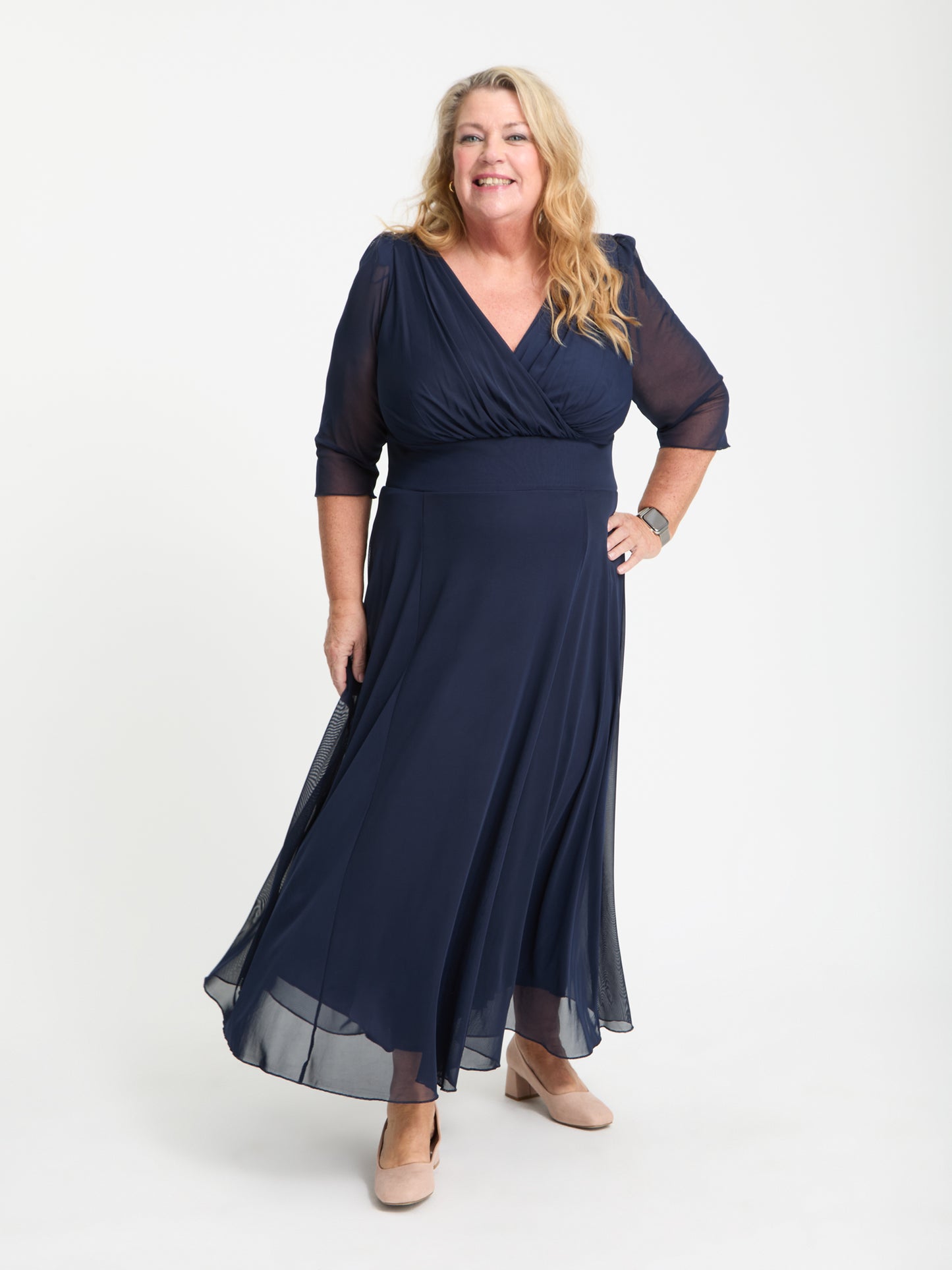 Petite Verity Solid Navy Maxi Gown