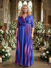 Verity Blue Ikat Print Maxi Gown