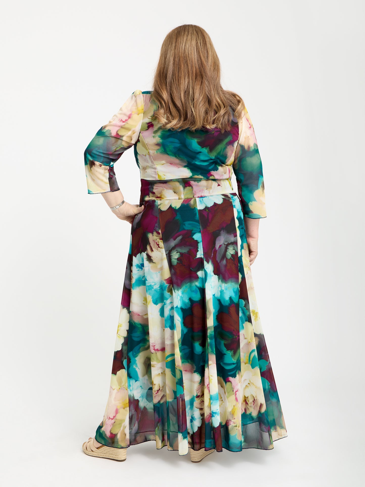 Petite Verity Blue Champagne Print Maxi Gown