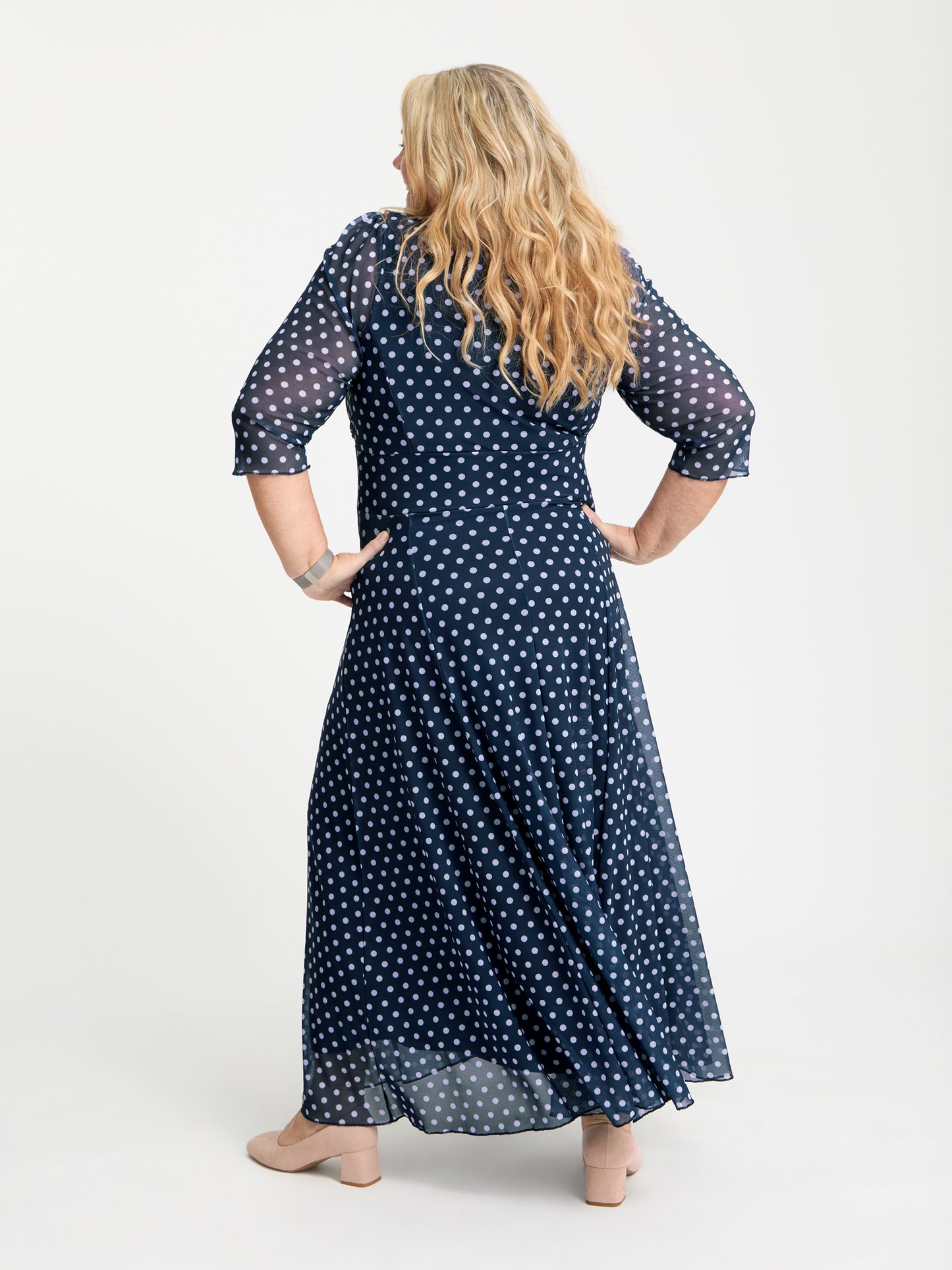 Petite Verity Navy Lavender Spot Print Maxi Gown