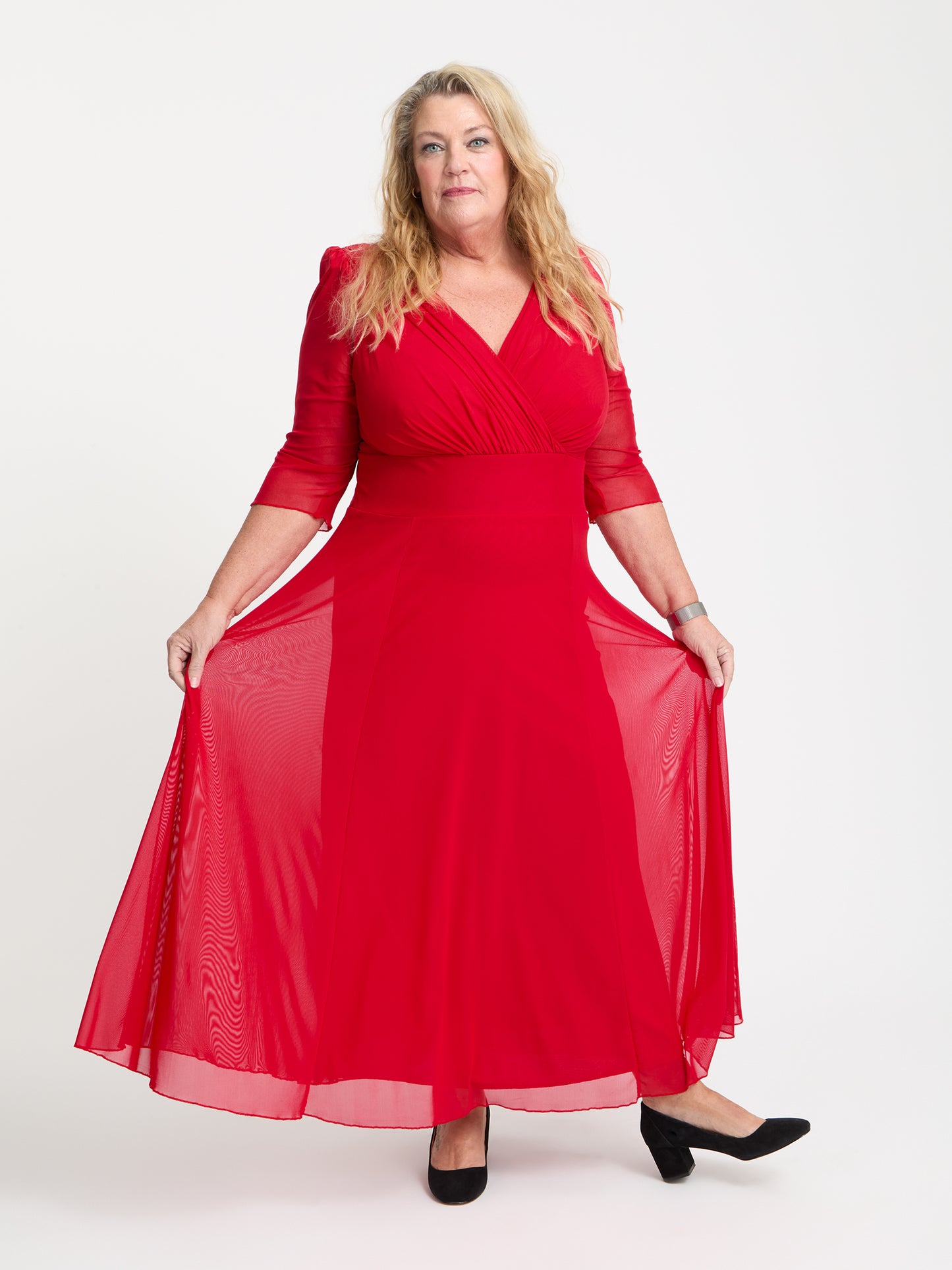 Petite Verity Solid Red Maxi Gown
