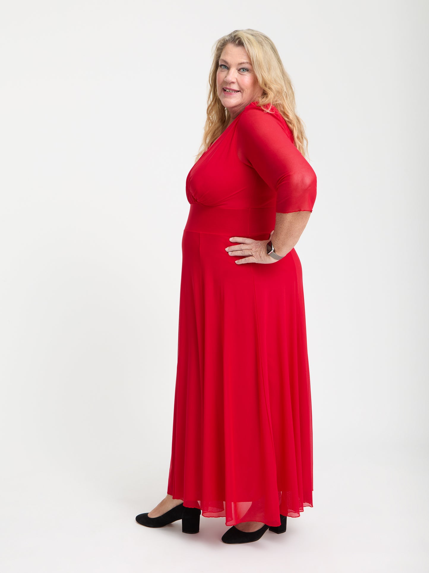 Petite Verity Solid Red Maxi Gown