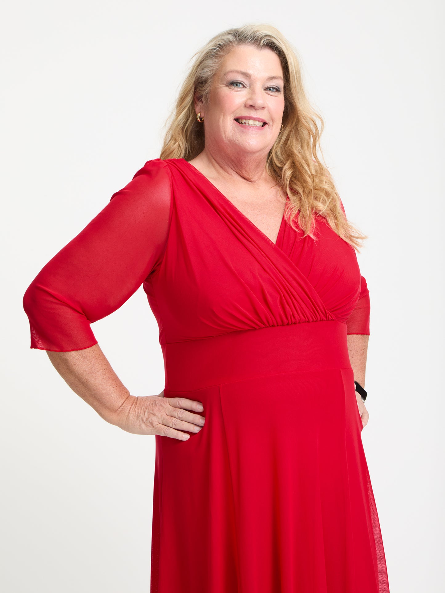 Petite Verity Solid Red Maxi Gown