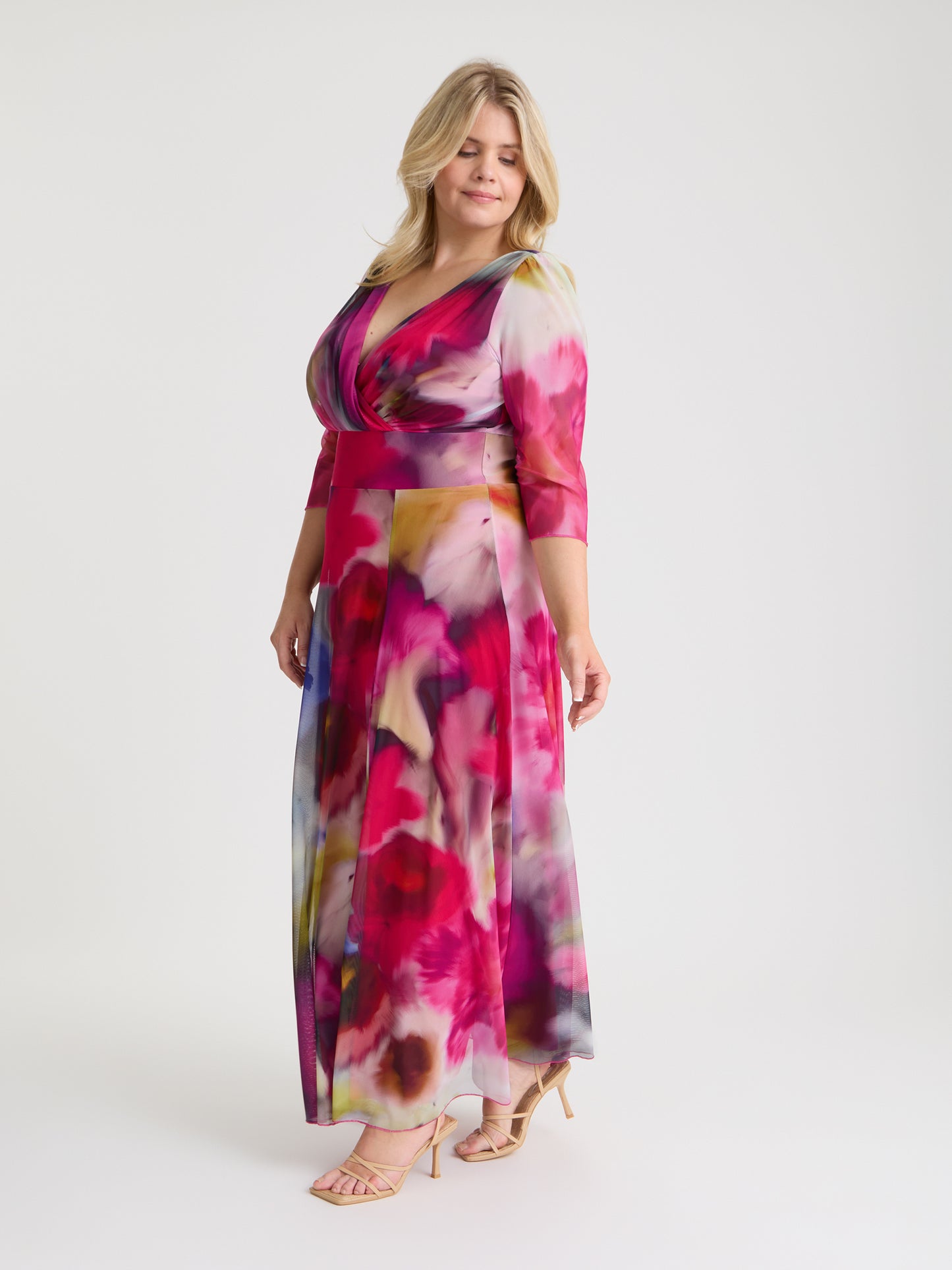 Verity Abstract Floral Print Maxi Gown
