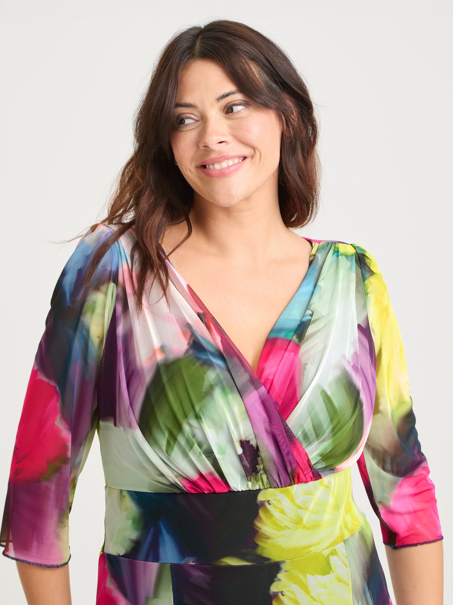 Verity Pink Yellow Multi Print Maxi Gown