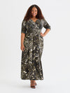 Verity Velvet Gown in Black Cream Gold Baroque Print