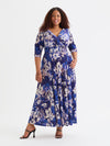 Verity Cobalt Cream Velvet Gown in Striking Print