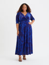 Verity Cobalt Blue Velvet Gown with Luxe Printed Finish