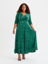 Verity Dark Green Velvet Gown with Pucci-Inspired Print