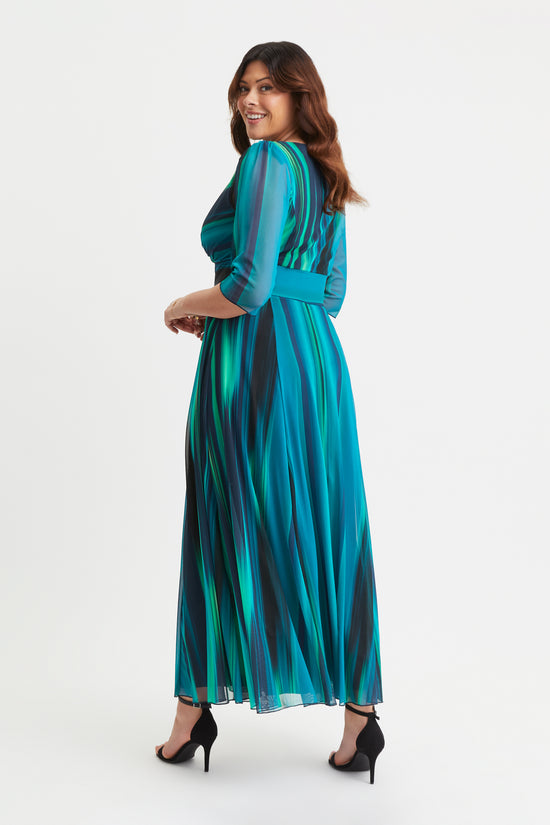 Verity Green Ikat Print Maxi Gown