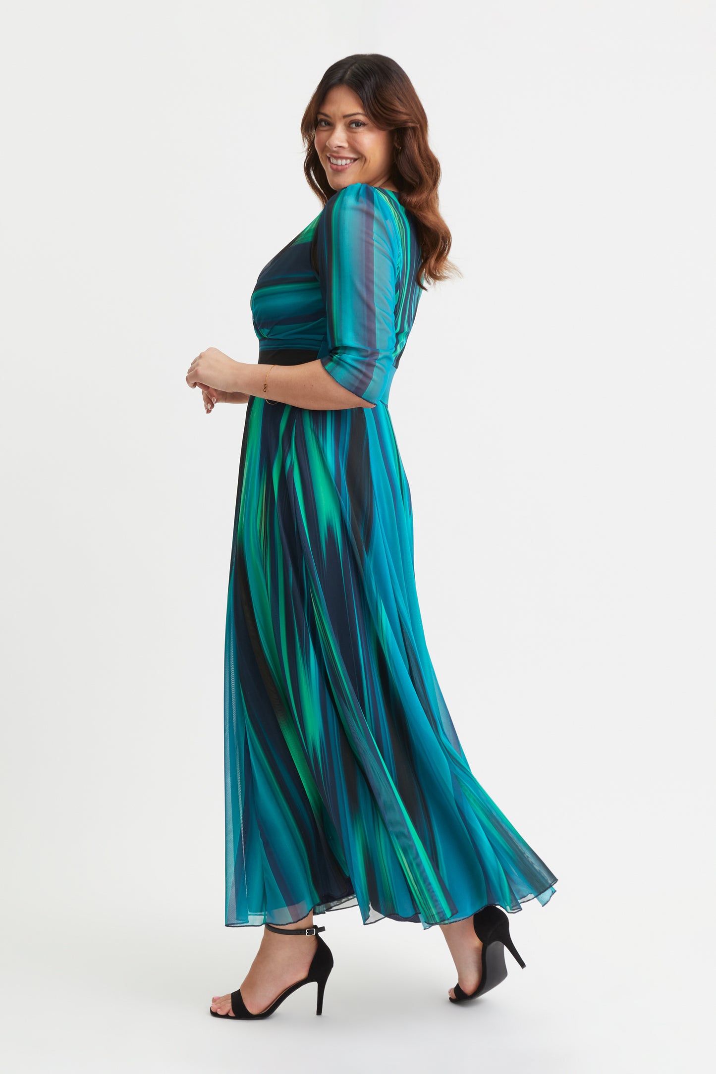 Verity Green Ikat Print Maxi Gown