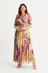 Verity Maxi Gown in Purple Pastel Print with Full Skirt