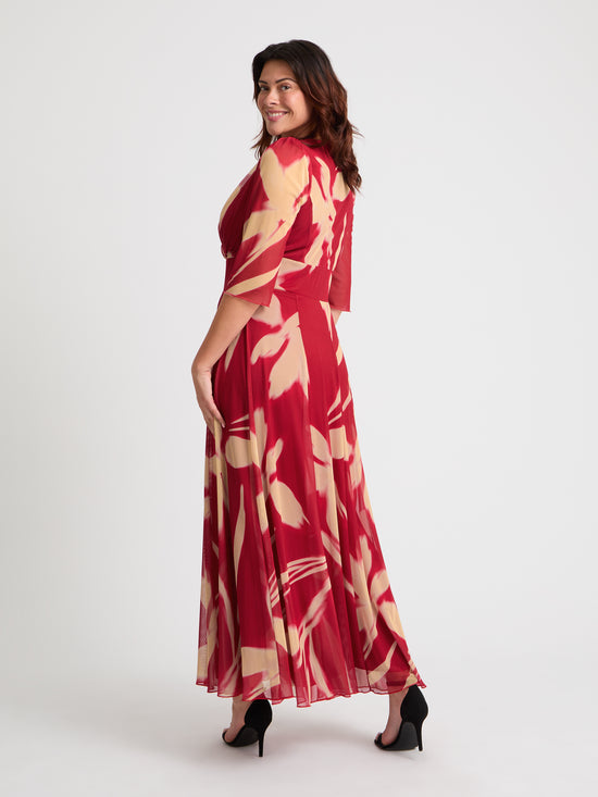 Verity Red Cream Print Maxi Gown