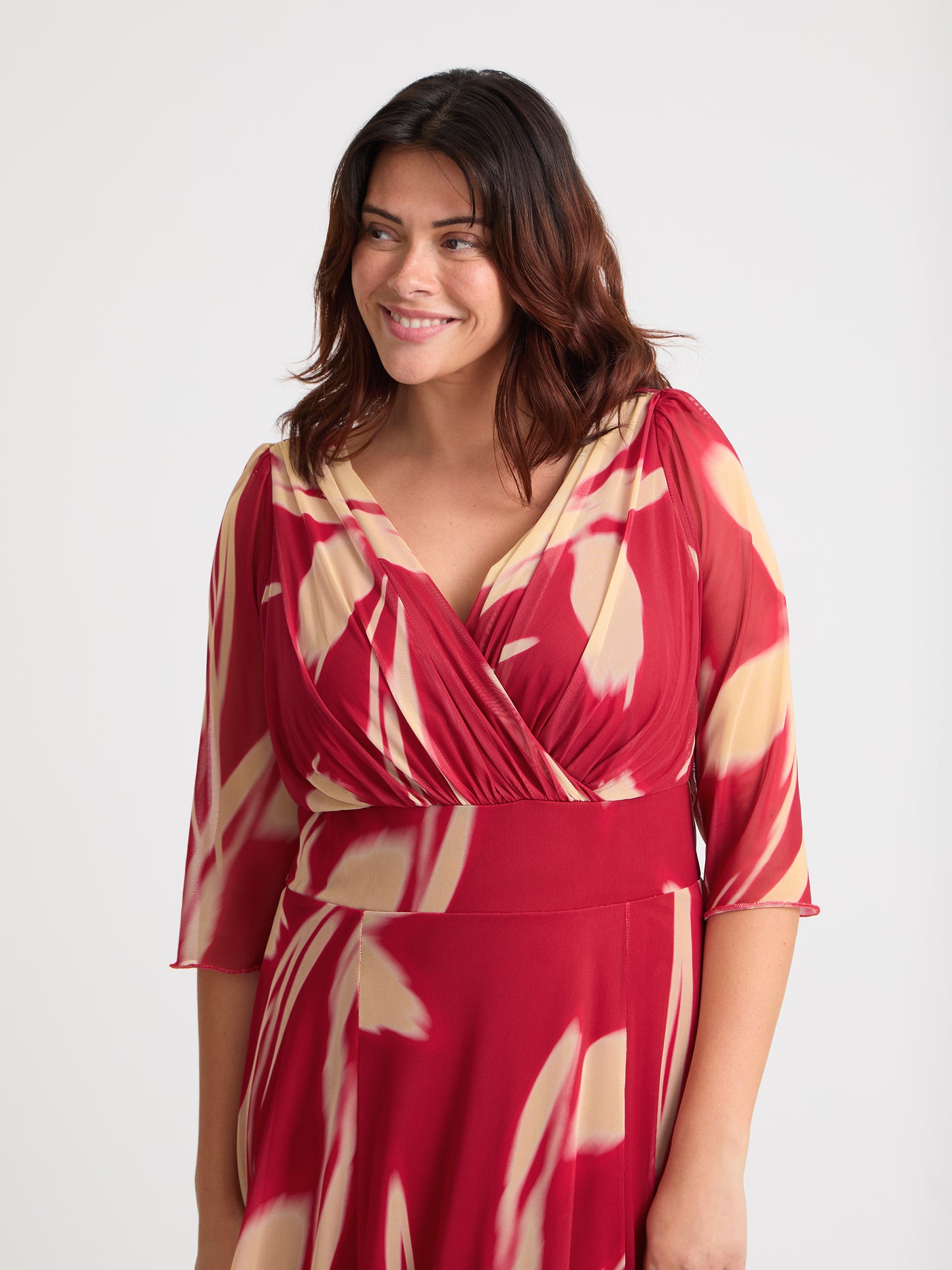 Verity Red Cream Print Maxi Gown