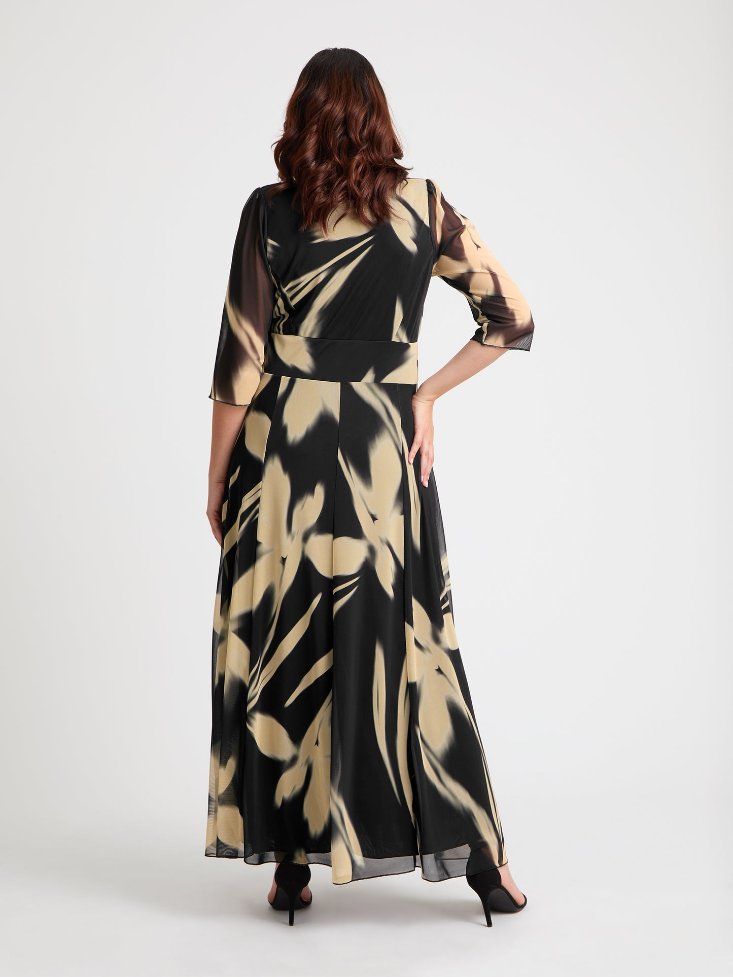 Verity Vintage Black Cream Print Maxi Gown 