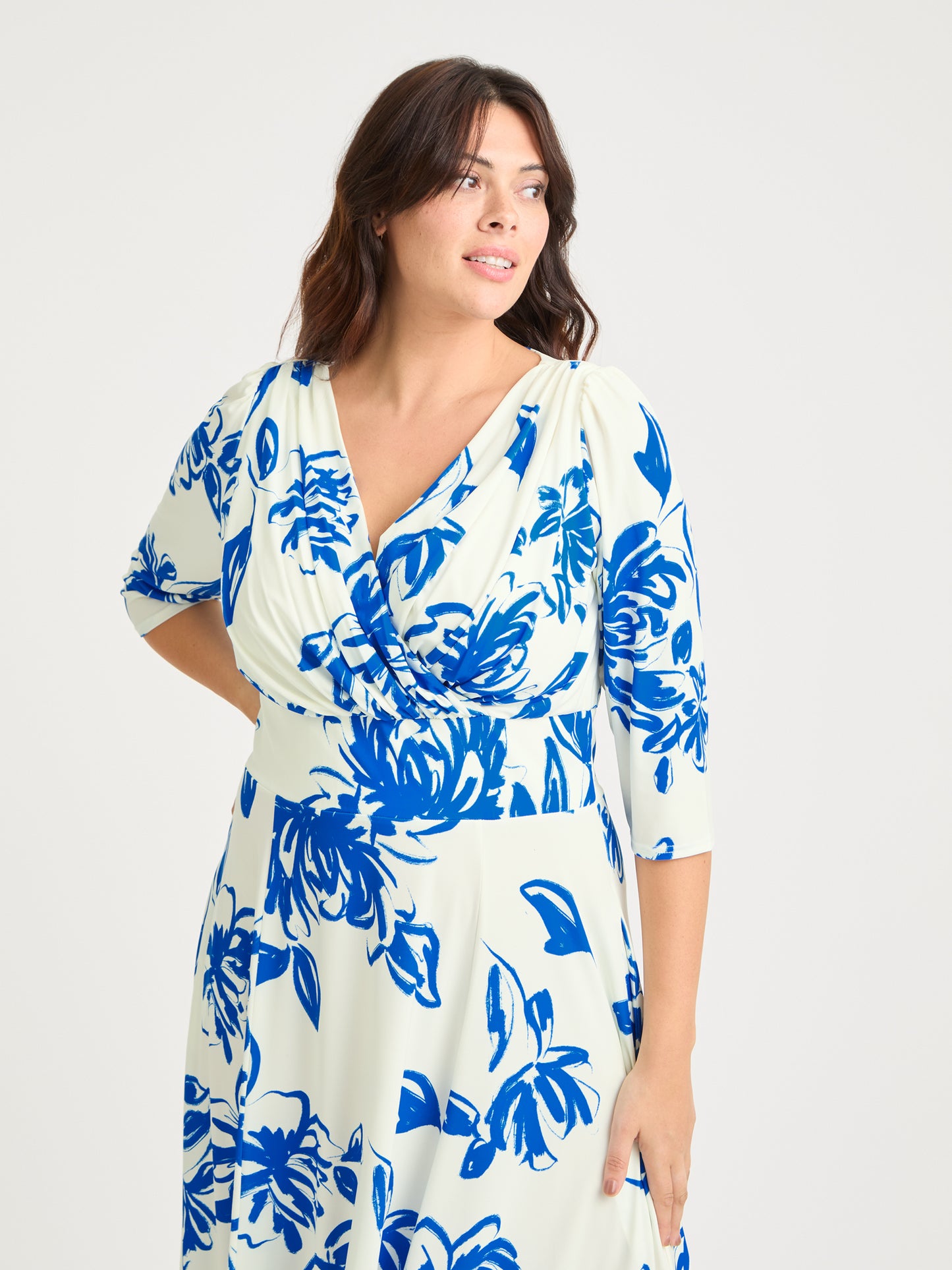 Helena Ivory Blue Midi Dress