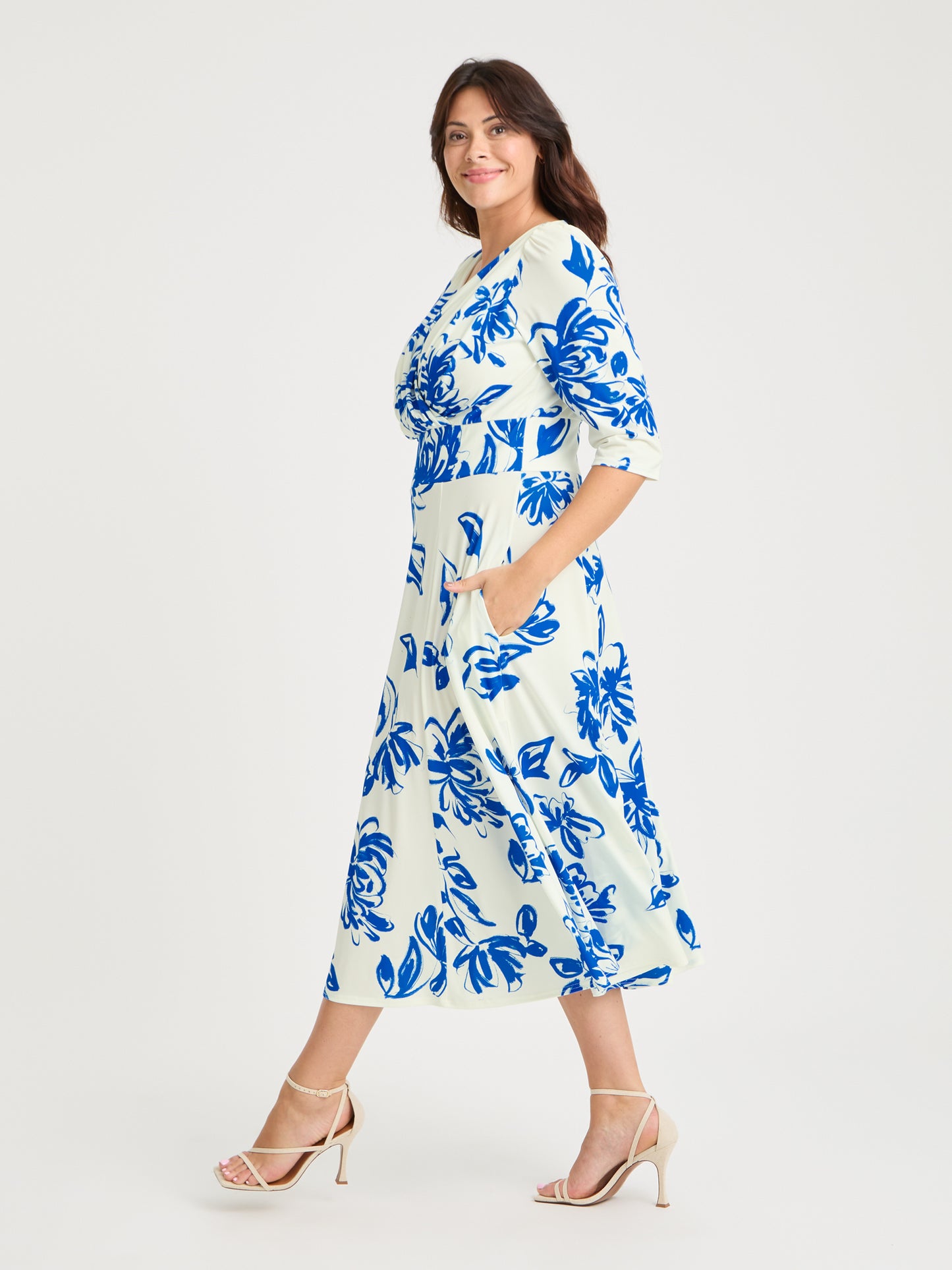 Helena Ivory Blue Midi Dress