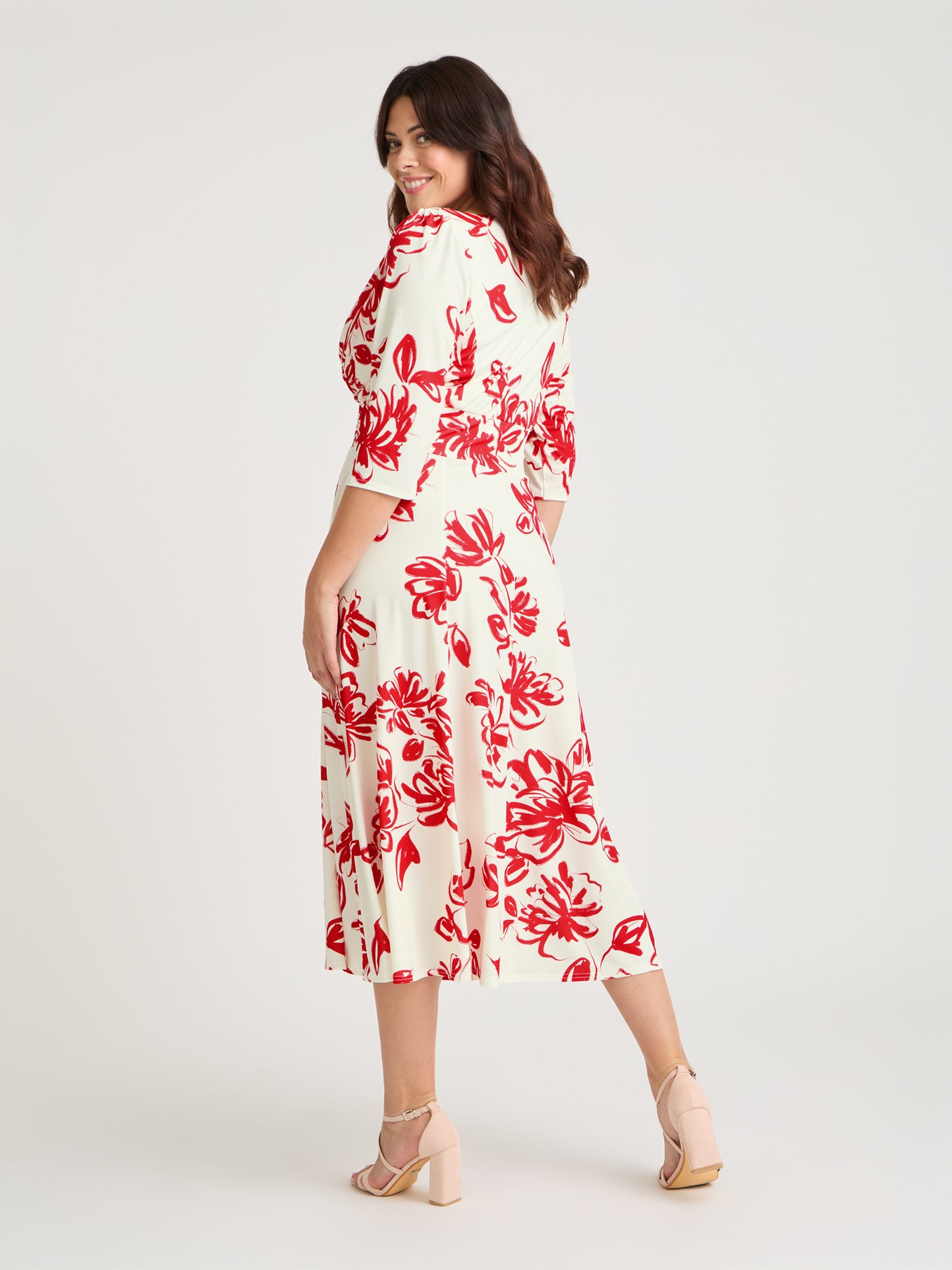 Helena Ivory Red Midi Dress