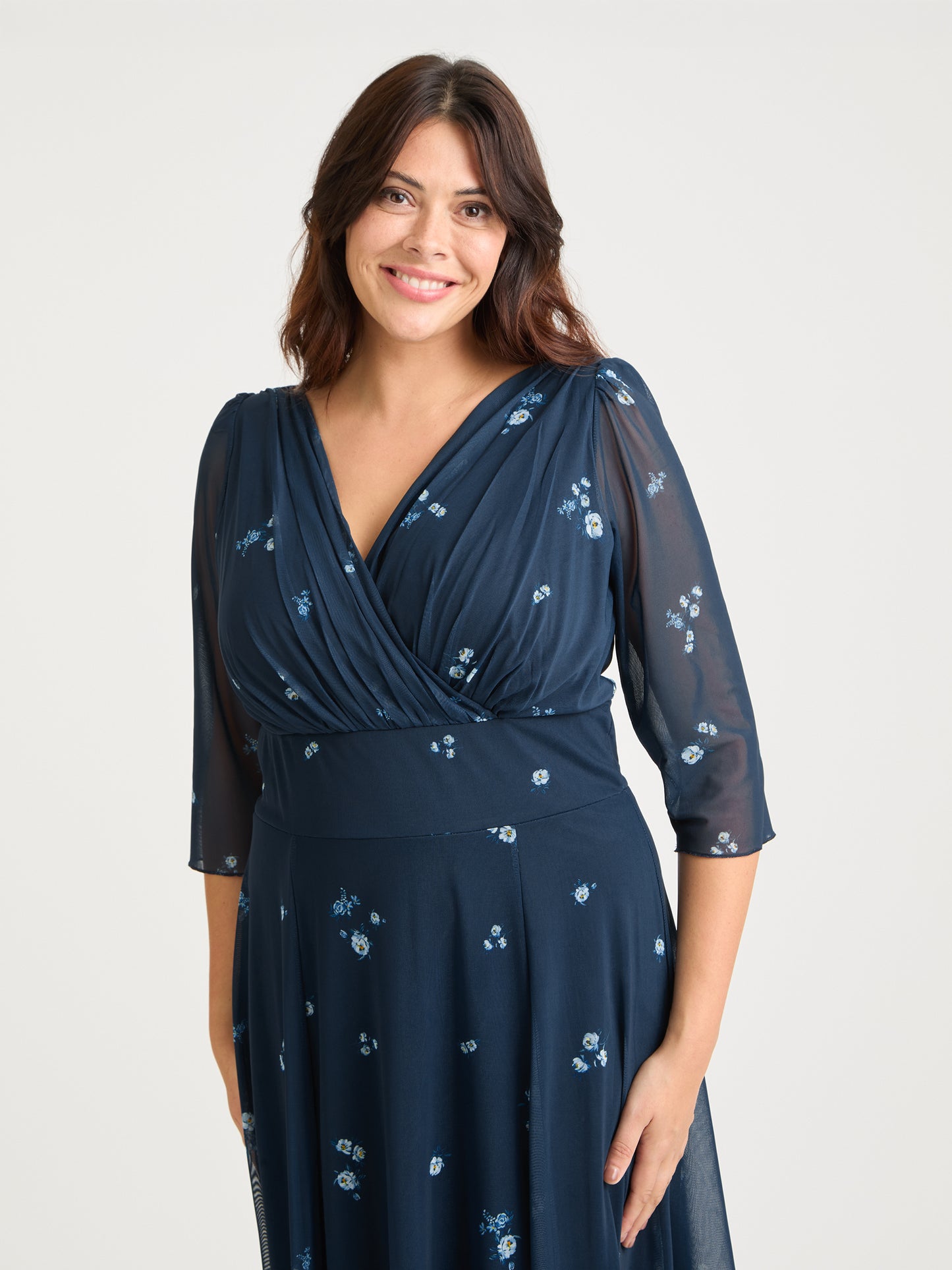 Helena Navy Ditsy Midi Dress