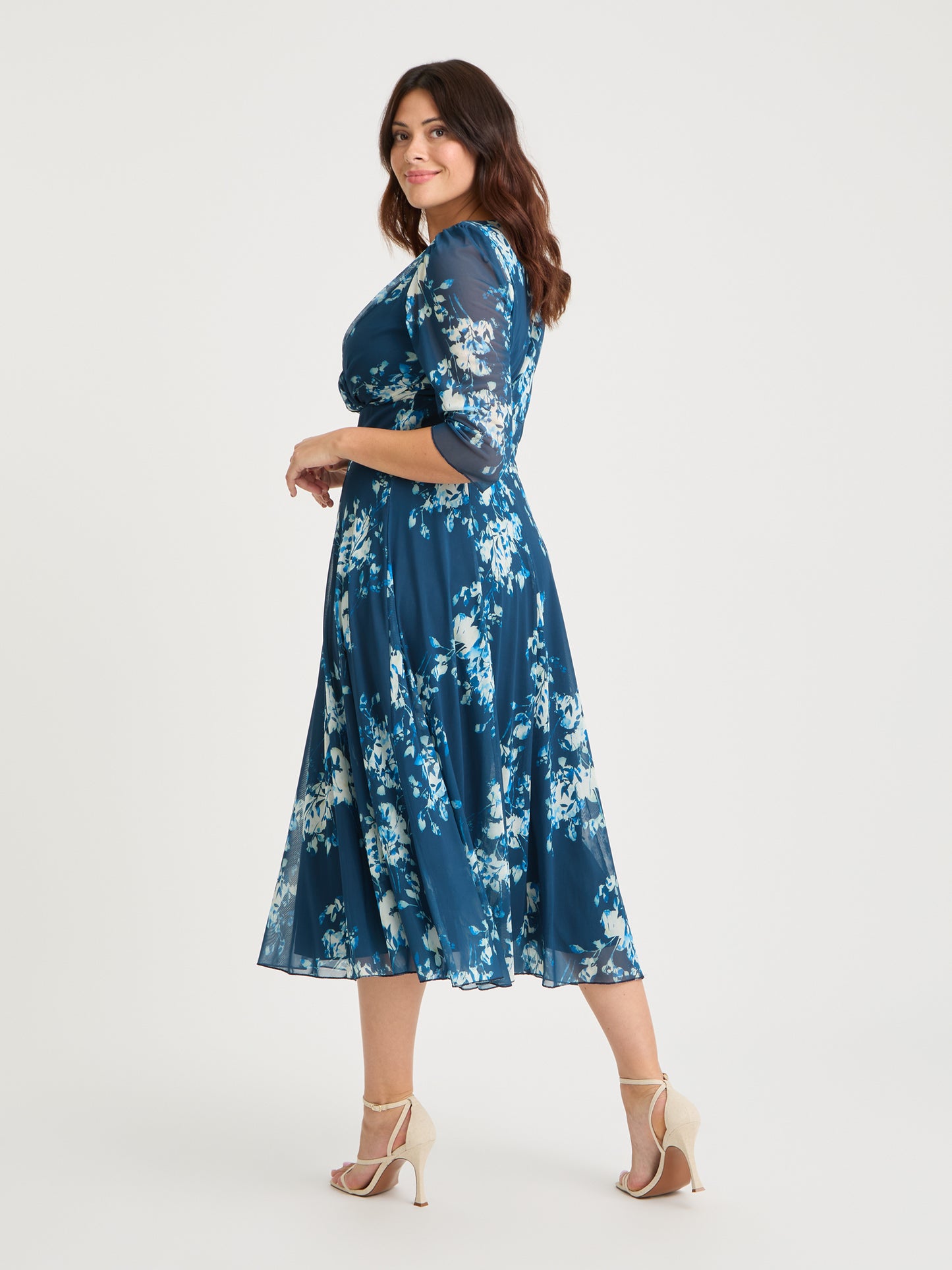 Helena Navy Ivory Midi Dress