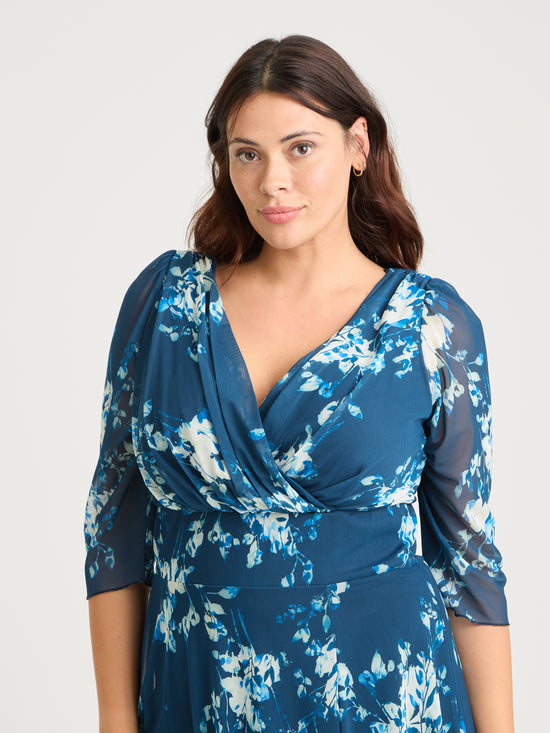 Helena Navy Ivory Midi Dress